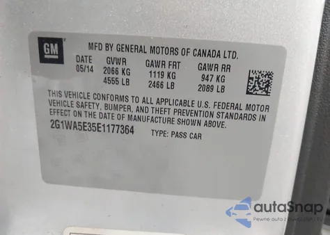 2014 Chevrolet Impala Limited Ls z USA, uszkodzony, nr VIN 2G1WA5E35E1177364